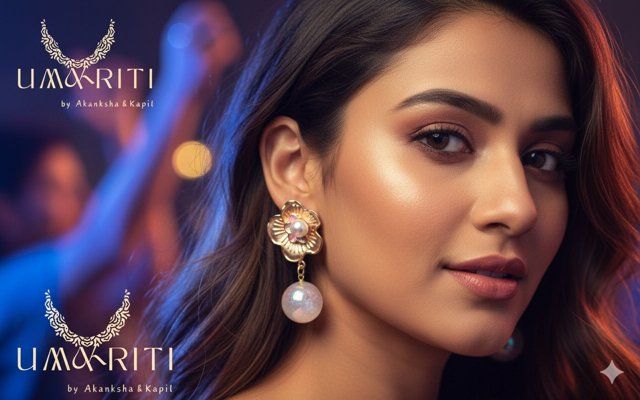 Floral & Pearl Drop earrings