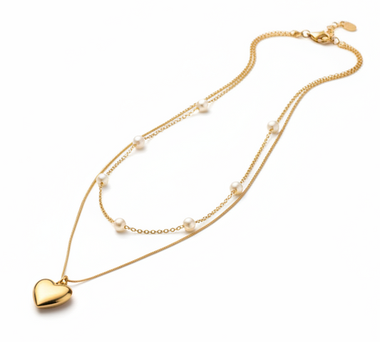 Heart & Pearl Layered Necklace