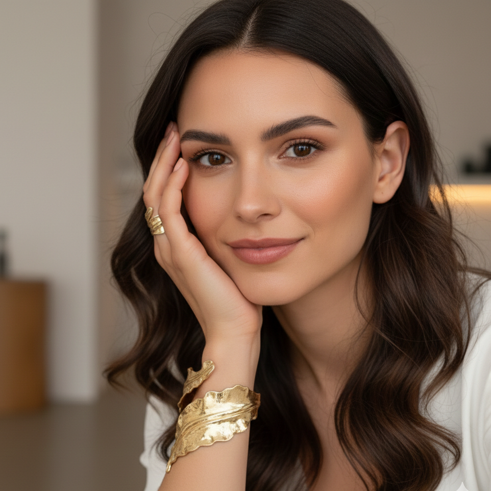 The Golden leaf Bracelet and Ring Set