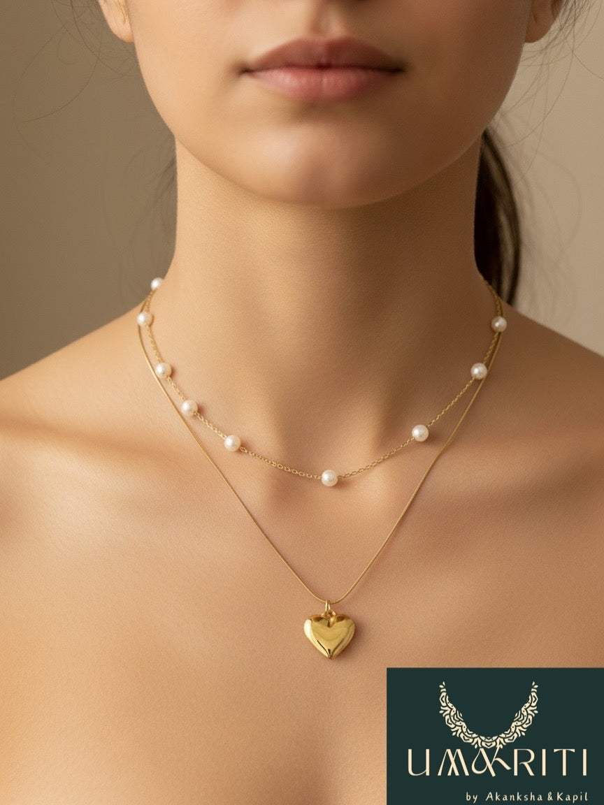 Heart & Pearl Layered Necklace