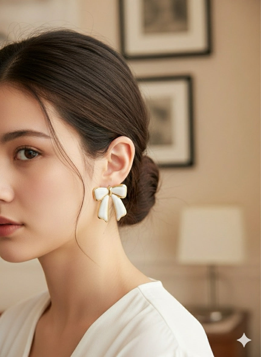 Petite Porcelain Bow Studs Earrings