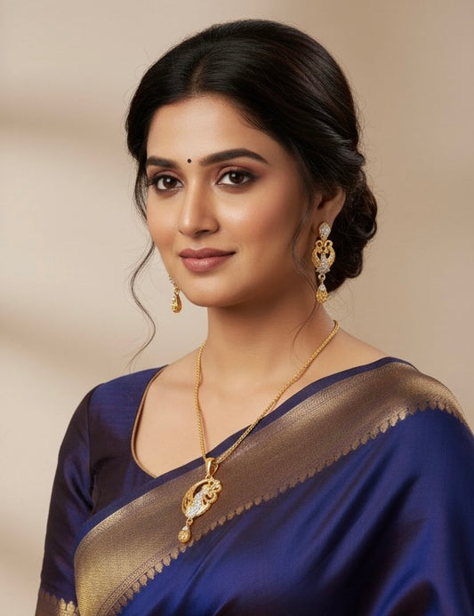 Aura Peacock Filigree Pendant & Earring Set