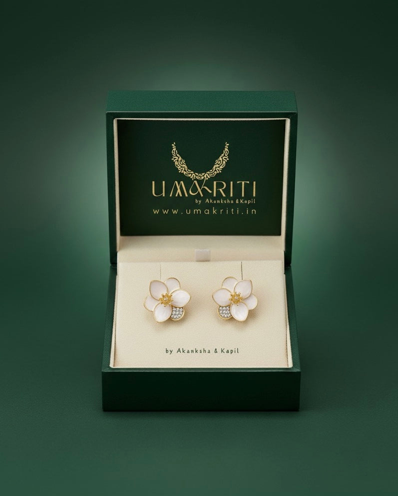 The Gardenia Bloom Sparkle Studs Earrings