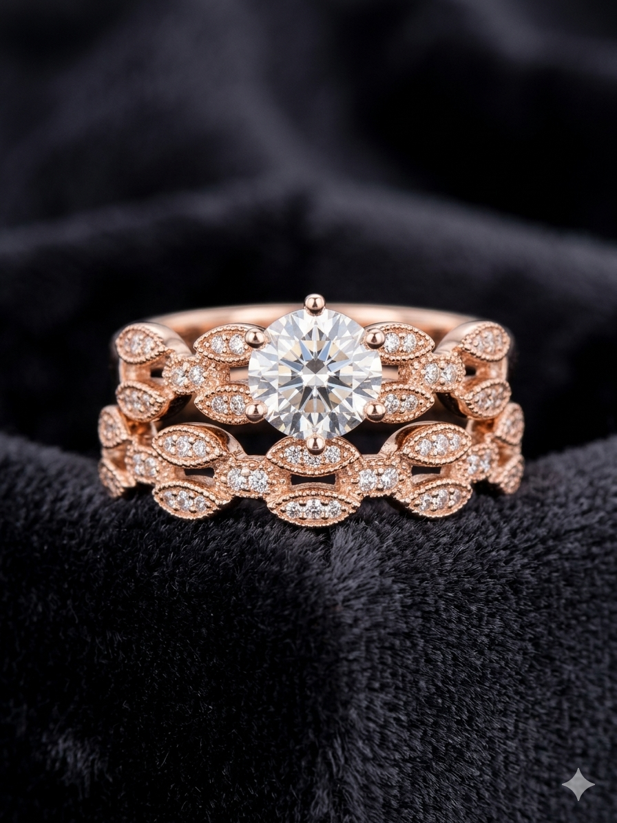 Blossom Solitaire Ring Set
