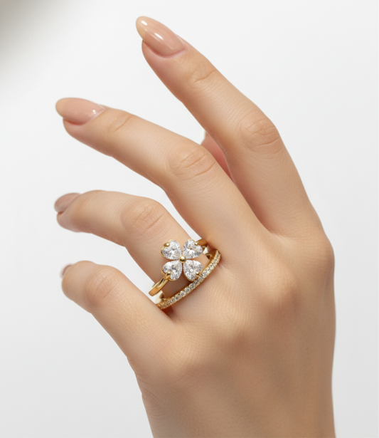 The Quad-hearts Crown Ring