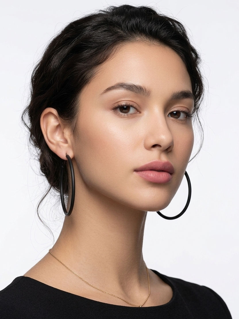 The Black Hoops Earrings