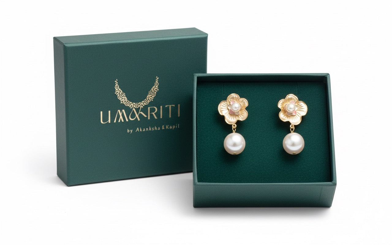 Floral & Pearl Drop earrings
