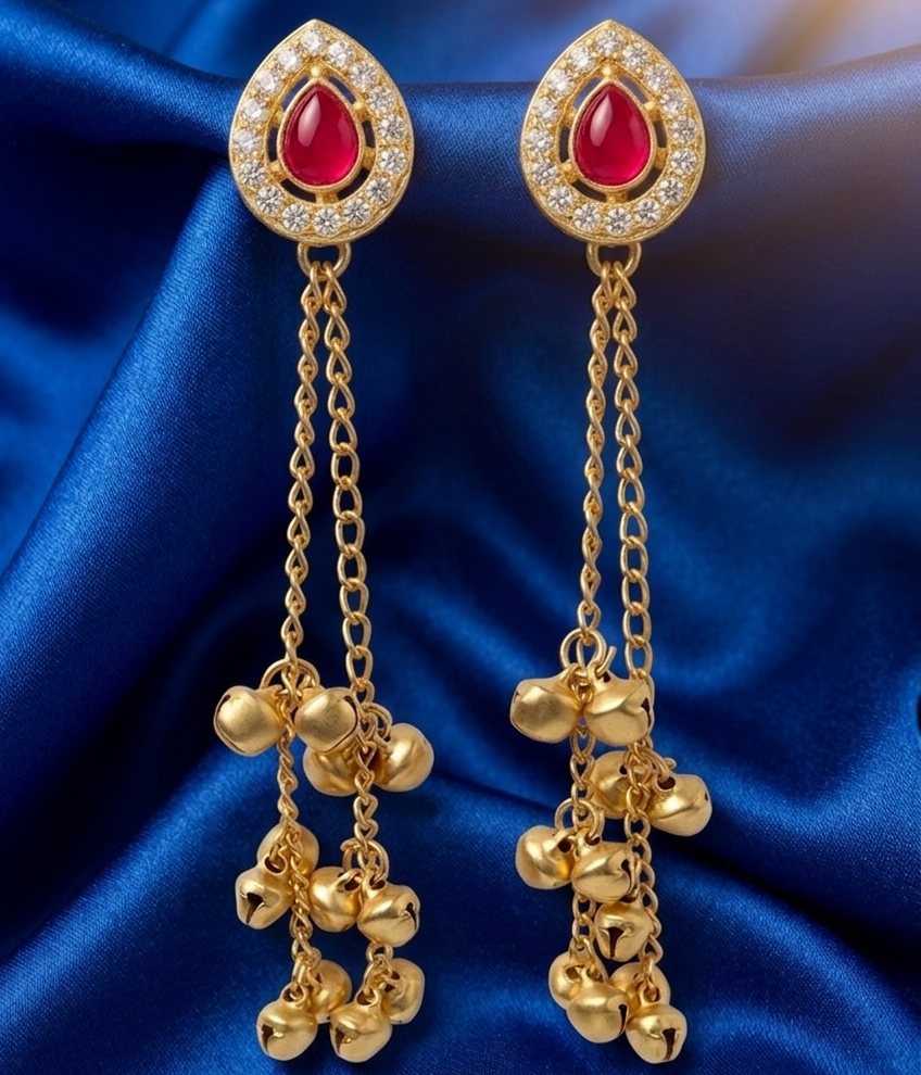 Kashmiri Latkan Red Jhumki Earrings