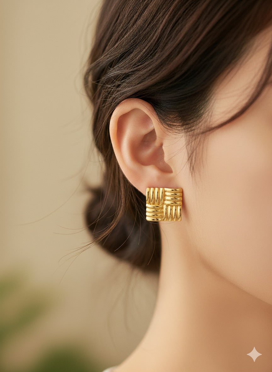 Woven Luxe Square Stud Earrings