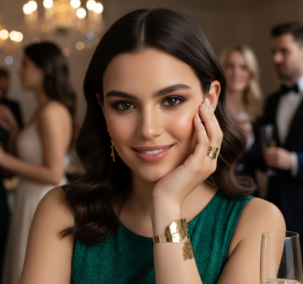 The Gilded Satin Petal Duo Set ( Bracelet & Ring )