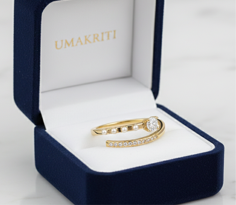 The Pearl & Pave Solitaire Band Ring