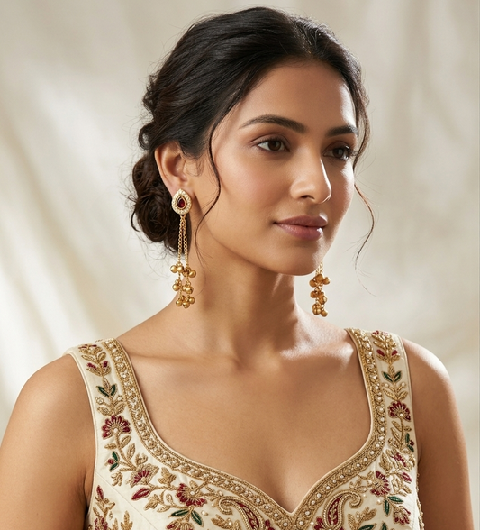 Kashmiri Latkan Maroon Jhumki Earrings