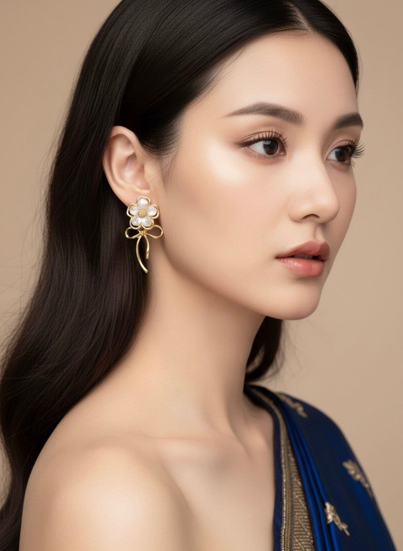 The "Etoile Bloom Bow" Drop Earrings