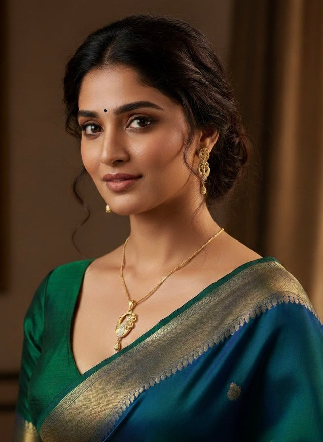 Aura Peacock Filigree Pendant & Earring Set