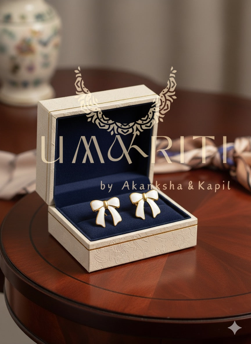 Petite Porcelain Bow Studs Earrings