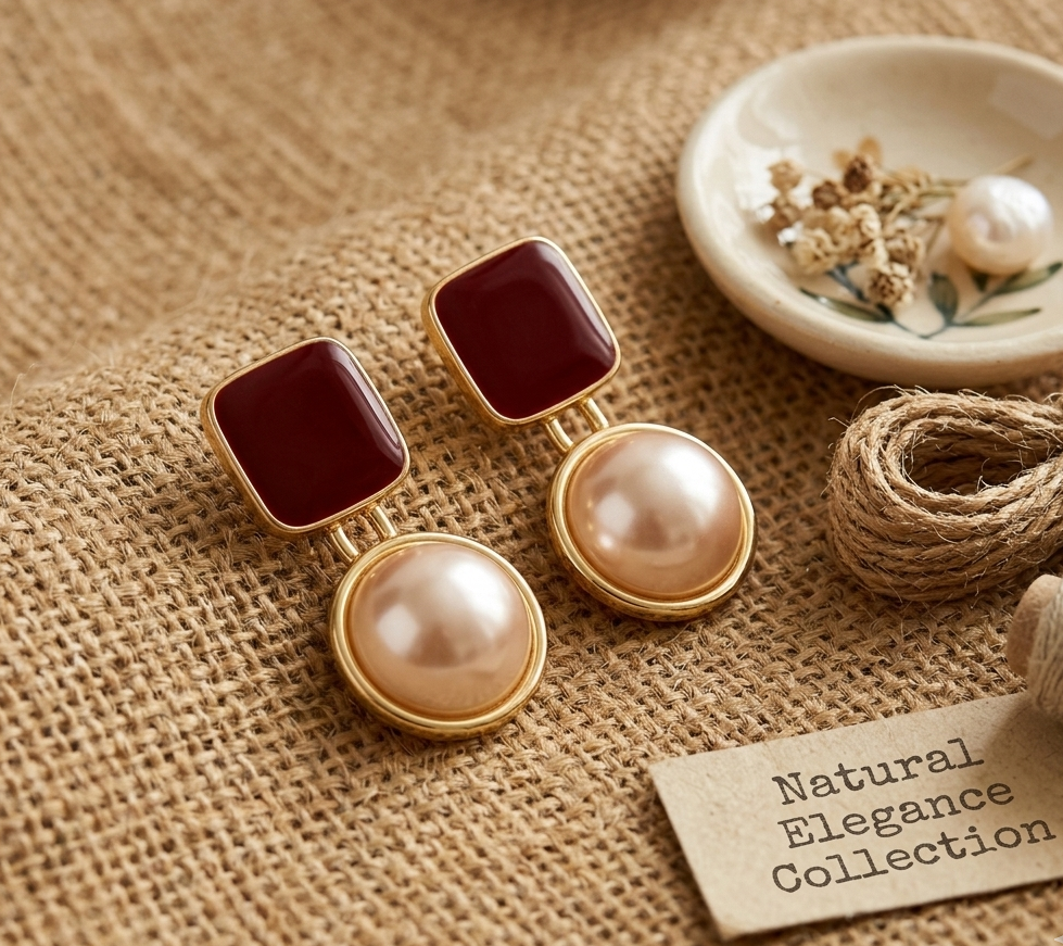 The Royal Crimson Pearl Drop Earrings