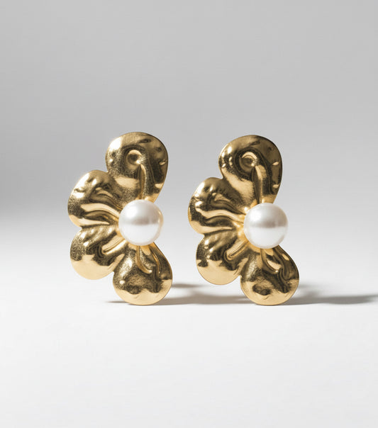The Abstract Bloom Pearl Studs Earrings