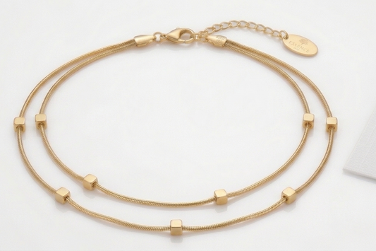 Double Beads gold necklace