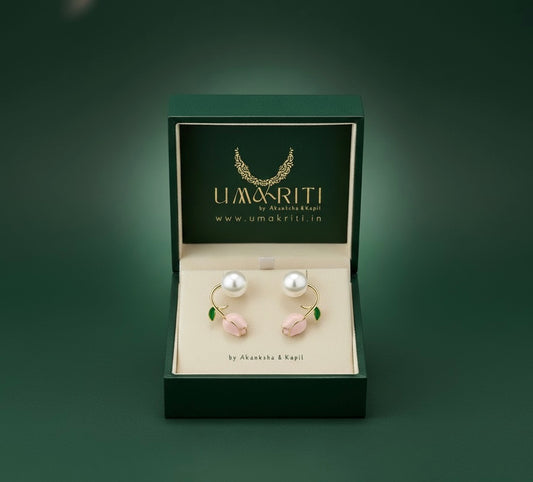 The Rose Bloom Ear Climber with Pearl Earrings