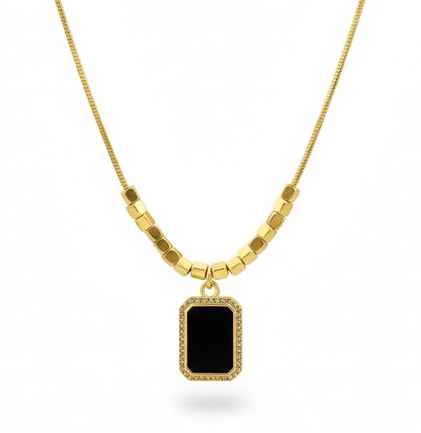 The Geo-Cube Black Statement Necklace