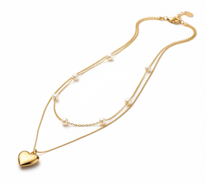 Heart & Pearl Layered Necklace