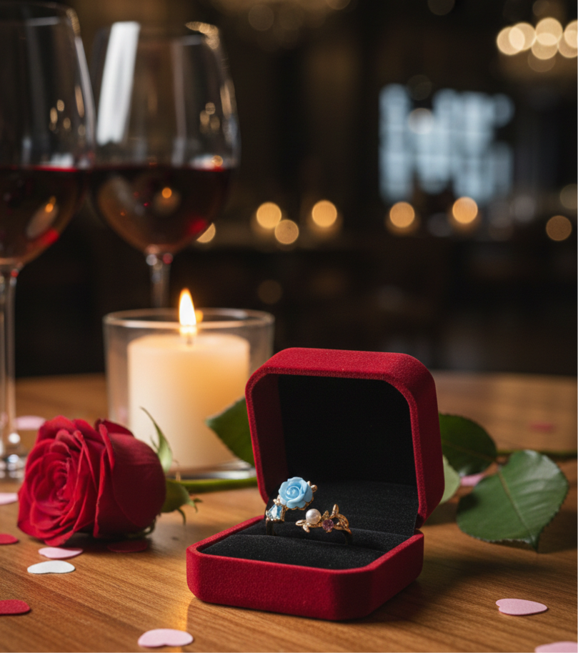 The Sky blue Rose Petal Ring