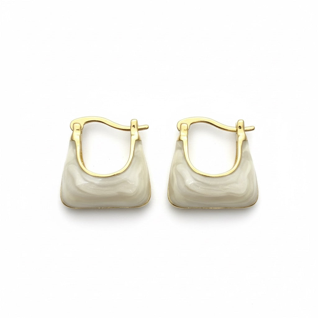 The Chic Handbag Marble Hoop Earrings