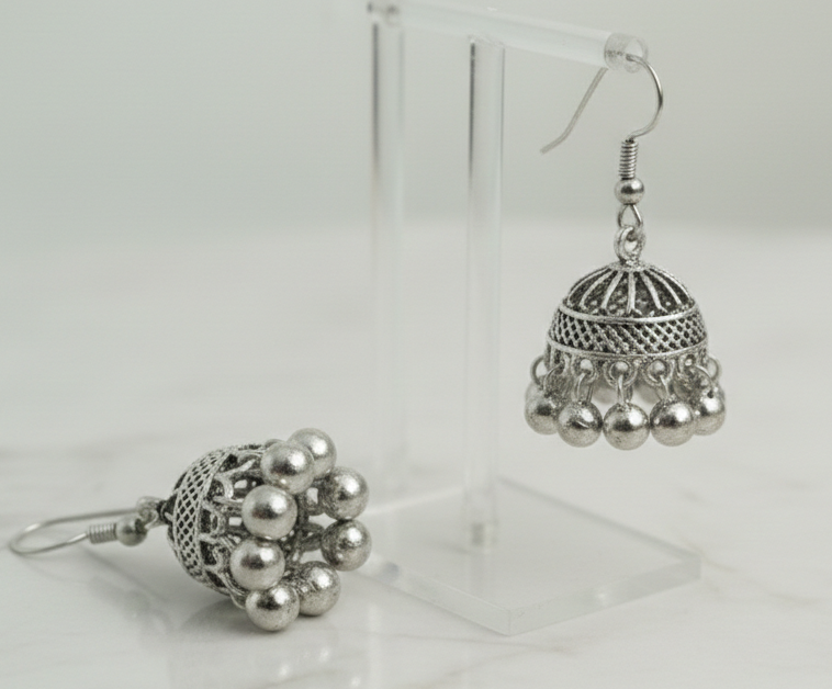 The Chandi Jaal Jhumka Earrings