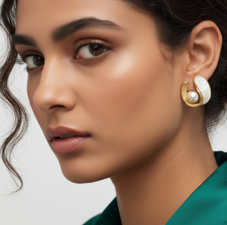 The Moonlit Wave Studs Earrings