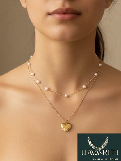 Heart & Pearl Layered Necklace