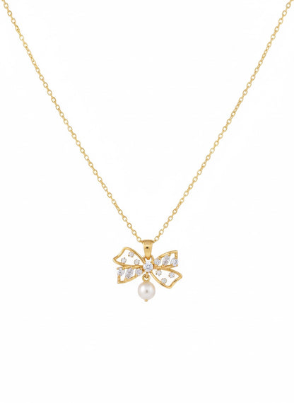 Bow Pearl Necklace