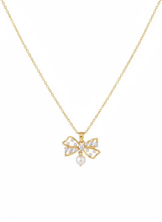 Bow Pearl Necklace