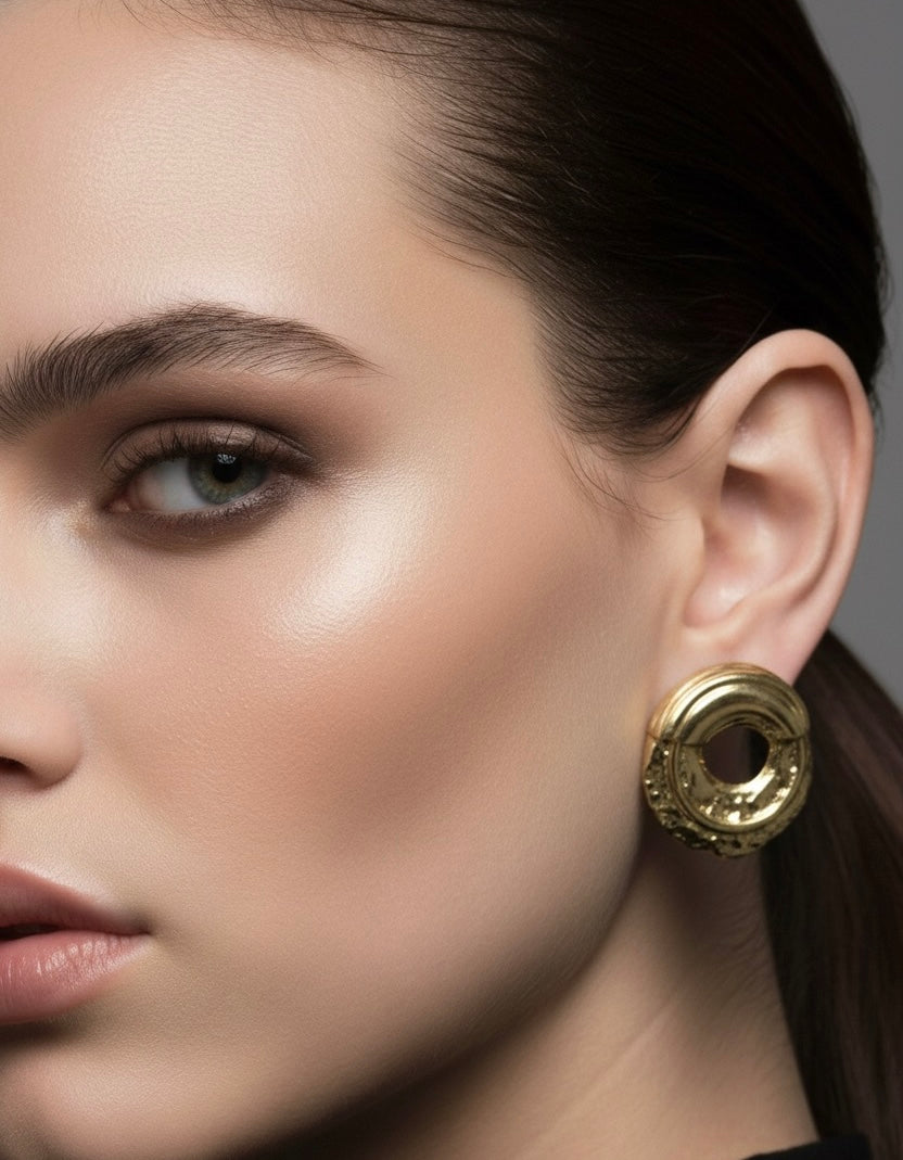 Golden Ripple Hoop Earrings