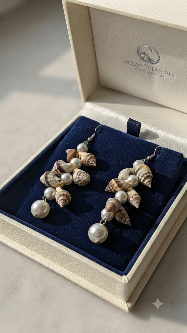 Coastal Cascade Shell & Pearl Earrings