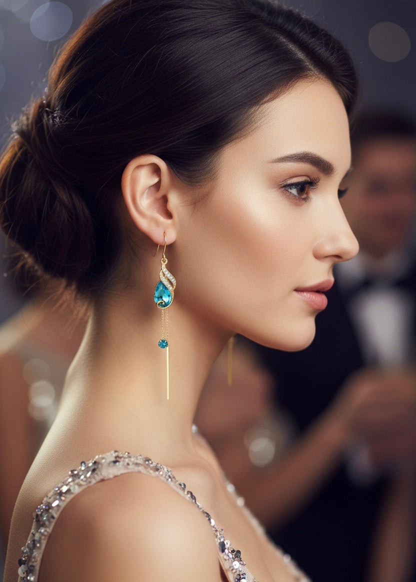 The Sapphire Peacock Promenade Dangle Earrings
