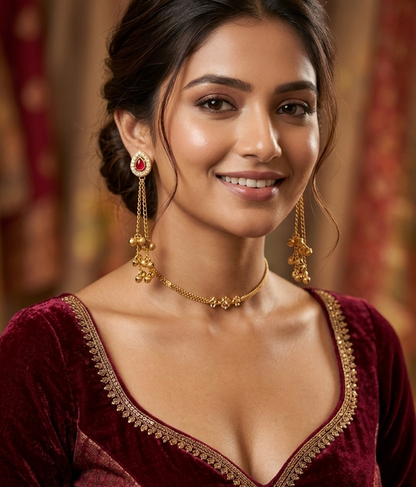 Kashmiri Latkan Red Jhumki Earrings