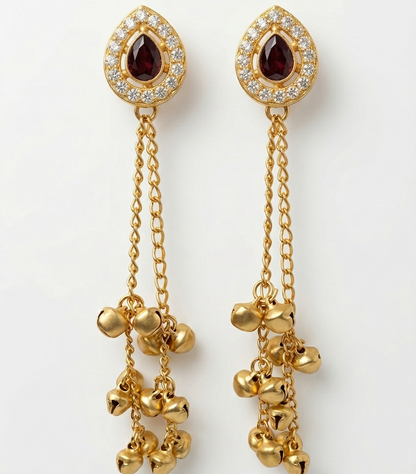 Kashmiri Latkan Maroon Jhumki Earrings