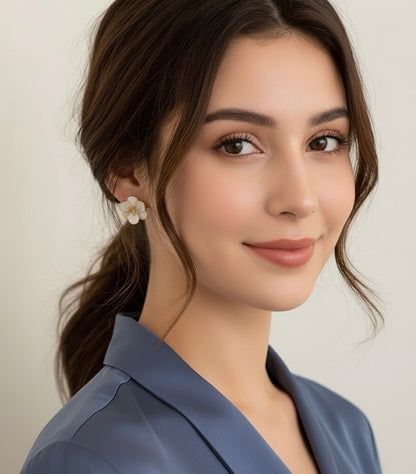 The Gardenia Bloom Sparkle Studs Earrings