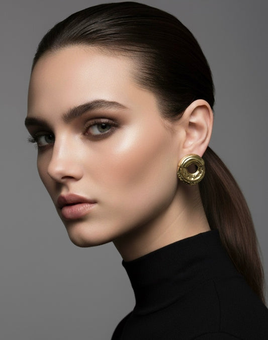 Golden Ripple Hoop Earrings