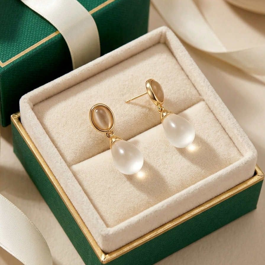 The Lunar Veil Drop Earrings