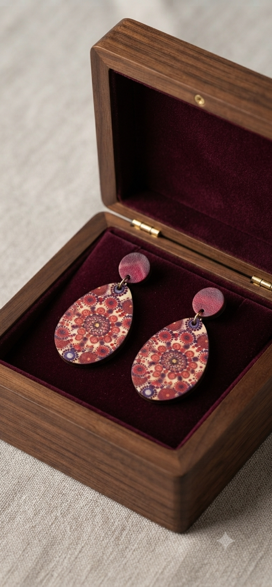 Crimson Mandala Drop Earrings