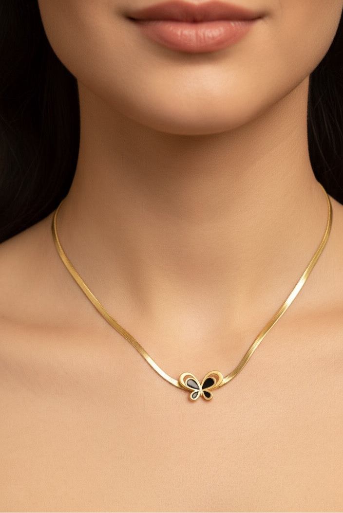 The 'Monarch' Golden Black Butterfly Necklace