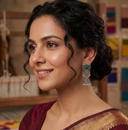 The Emerald Bloom Jhumka Earrings