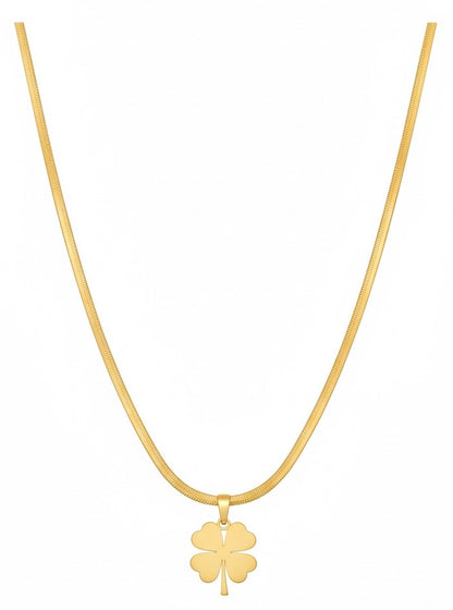 Golden Four-Leaf Clover Snake Chain Necklace