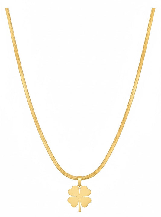 Golden Four-Leaf Clover Snake Chain Necklace