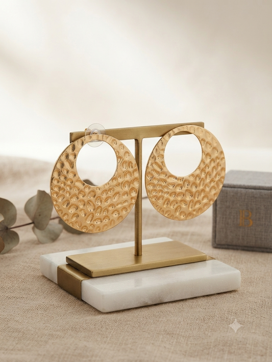 Aurelia Hammered Open Hoop Earrings