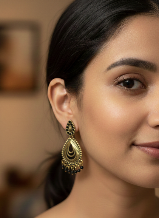 Aura Antique Teardrop Jhumkas Earrings