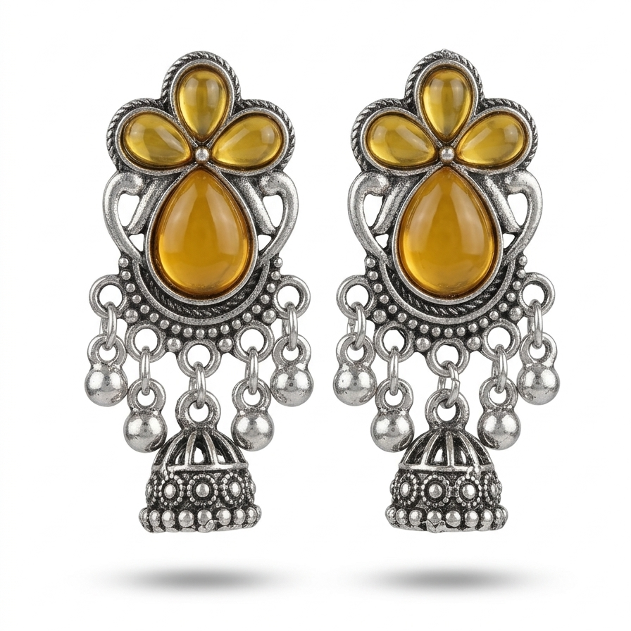 The Amber Petal Jhumka Earrings