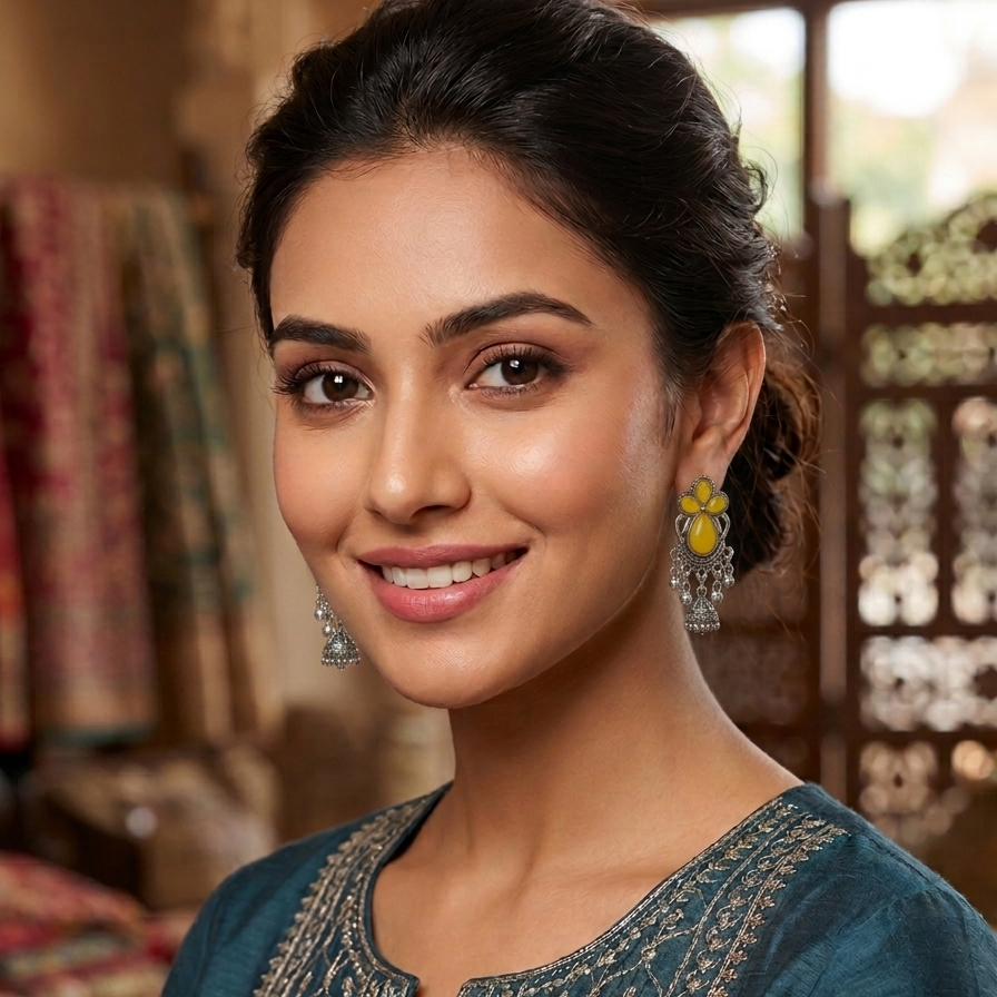 The Amber Petal Jhumka Earrings