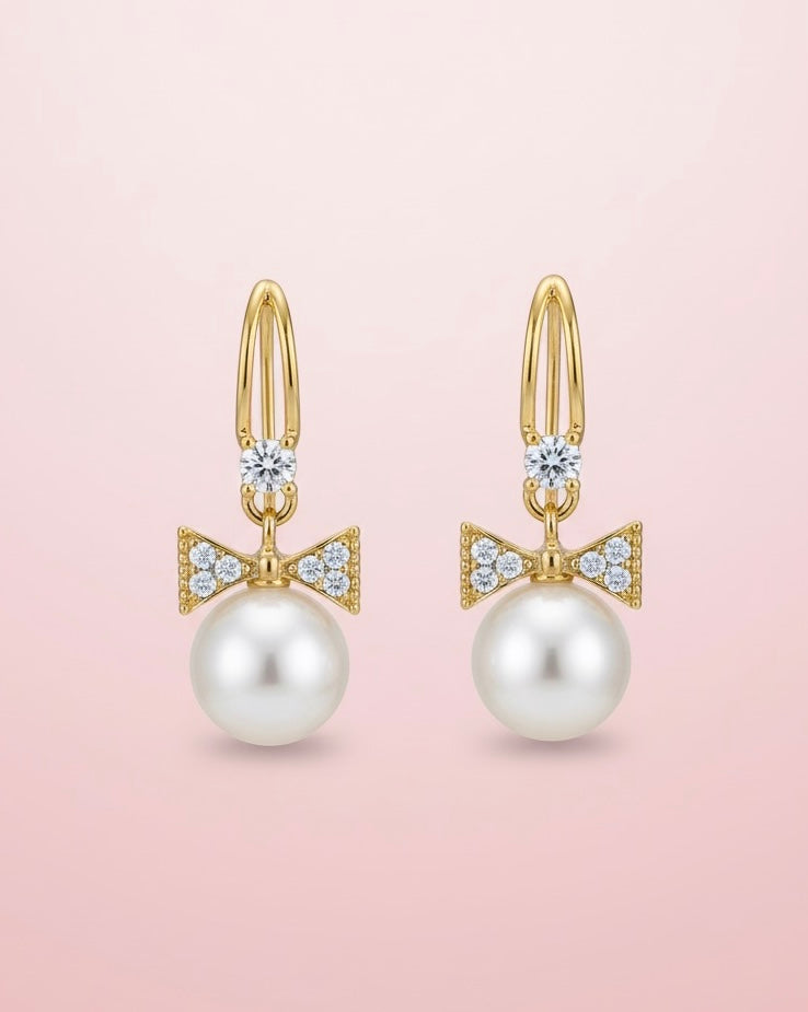 The Prima Donna Bow & Pearl Drop Earrings